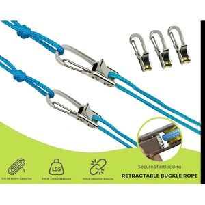 2 Pack 1/8 Inch Retractable Buckle Rope Hanger 35lb Load 100lb Break Strength